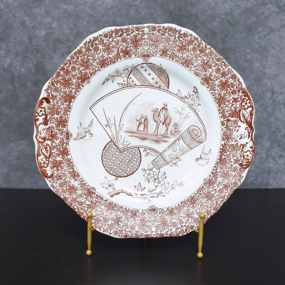 Antique 1880s Victorian Copeland Cairo Camel Egyptian Transferware Cake Plate